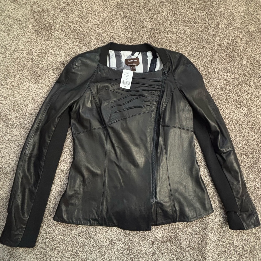 Danier Black Leather Jacket, size M